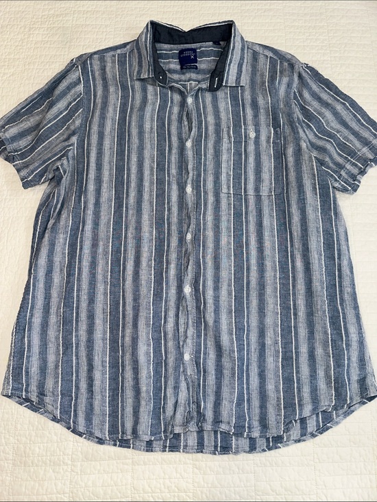 essex crossing Other - Essex Crossing Washable linen XLCasual Blue Striped Short Sleeve Button-Up Shirt